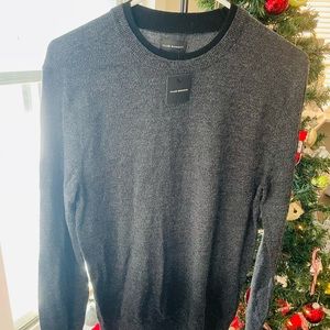 CLUB MONACO Merino Wool UNISEX Sweater in CHARCOAL - Size SMALL